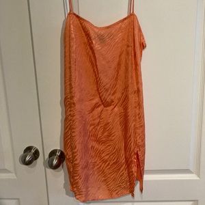 Motel Rocks Datista Slip Dress in Satin Zebra Coral